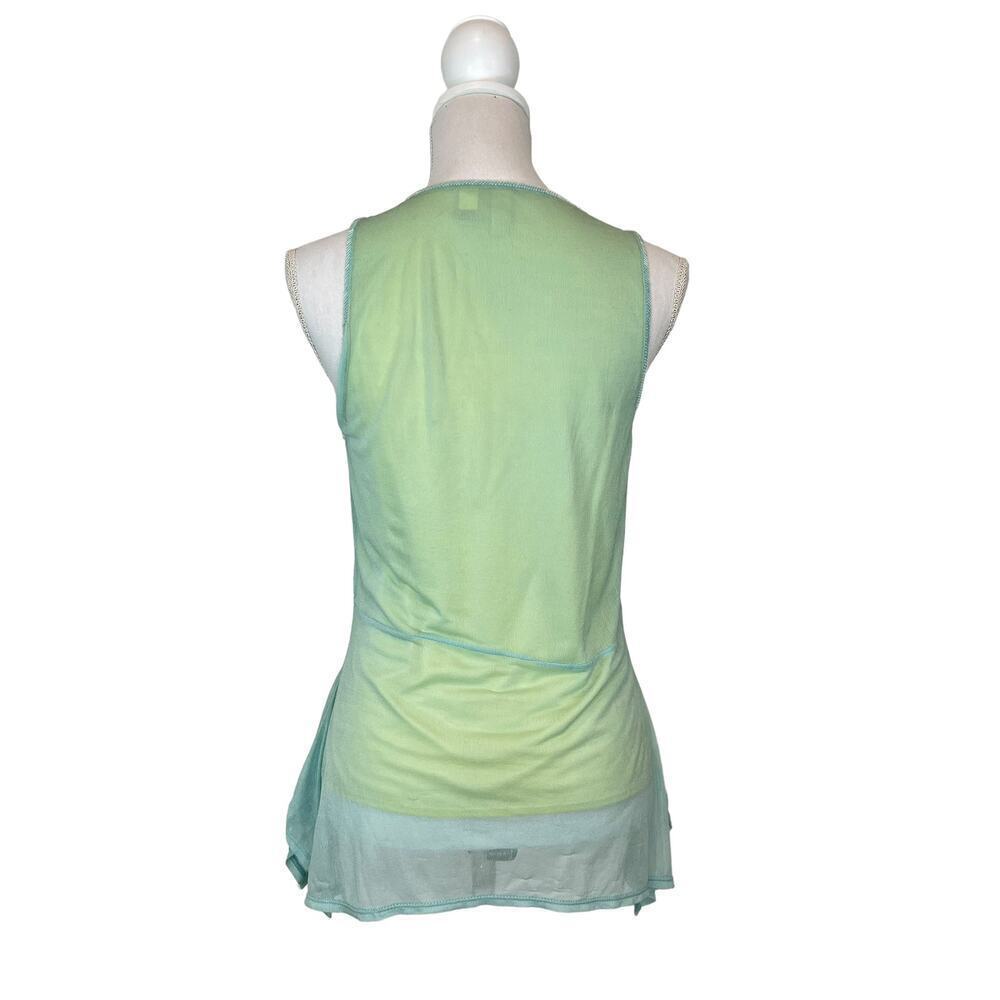 Vintage Y2K DKNY Top Mesh Green and Blue Size M - Picture 7 of 7